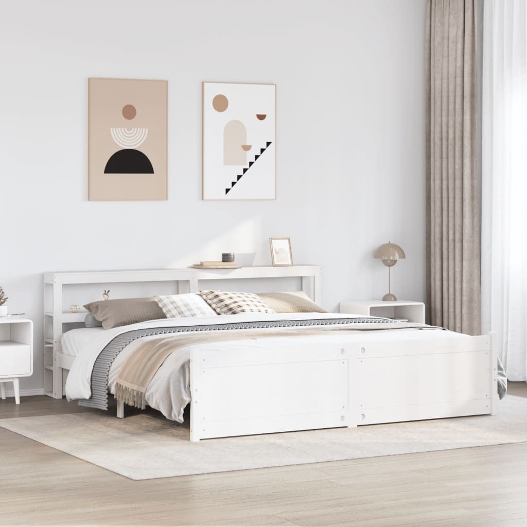 Maison Exclusive - Bettgestell mit Kopfteil ohne Matratze Weiß 180x200 cm