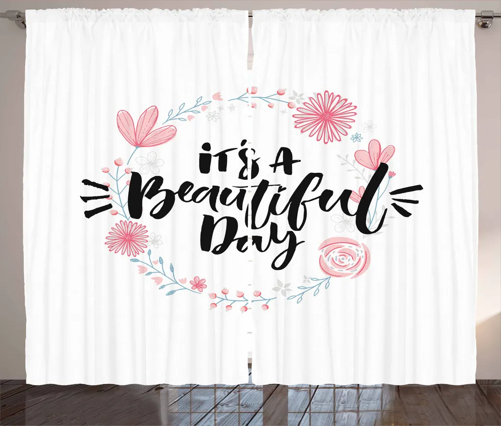 Tenda Shabby Chic ABAKUHAUS Rosa e Blu 280x225 Ghirlanda Floreale