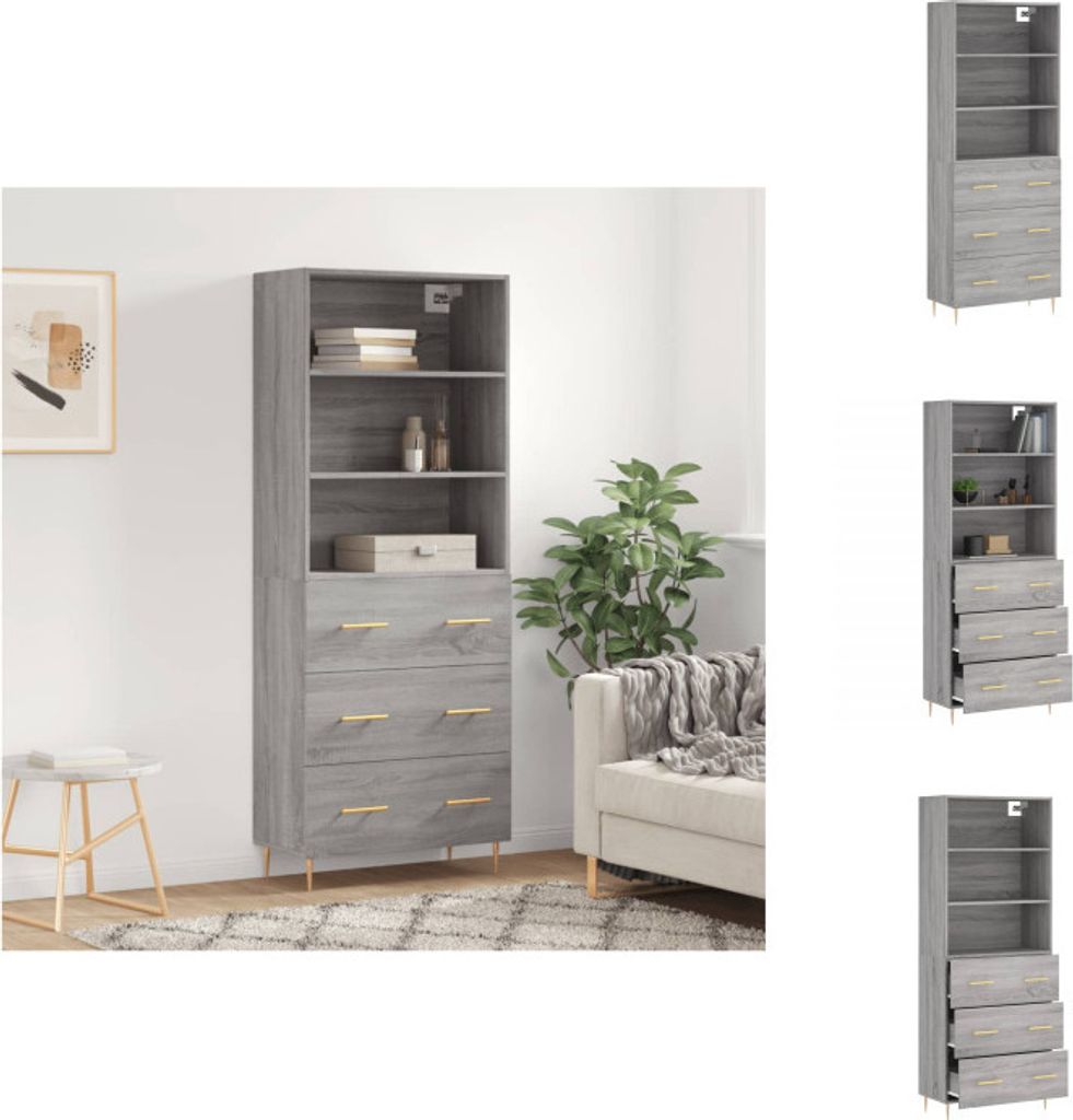 vidaXL Highboard Grau Sonoma 69,5x34x180 cm Holzwerkstoff - Sideboards