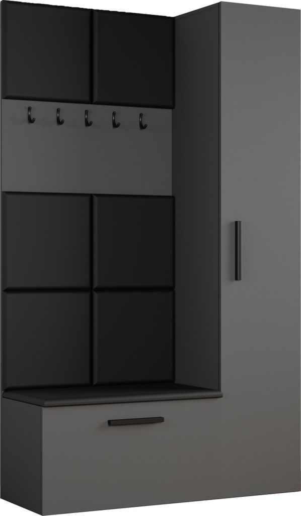 Masseno Garderobe-Set MODULO 120,6/204/40 cm Modern Garderobenschrank Grau
