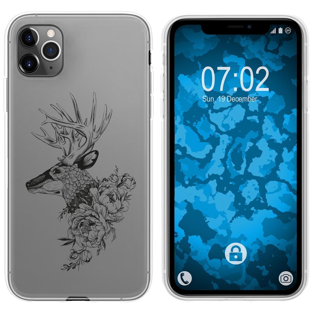 PhoneNatic Case kompatibel mit Apple iPhone 11 Pro Max Silikon-Hülle Floral Hirsch M7-1