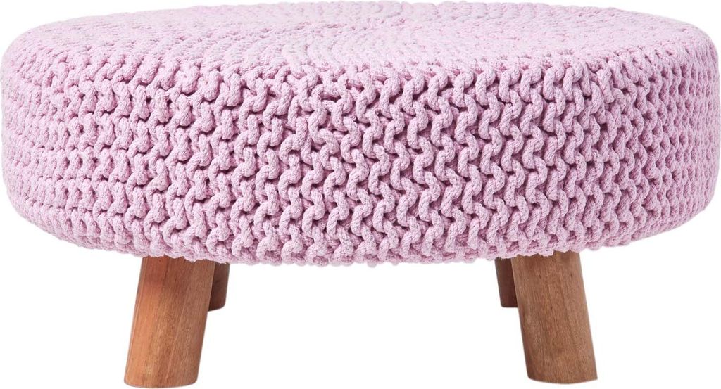 HOMESCAPES Gestrickter Fußhocker, 30 cm hoch, rosa
