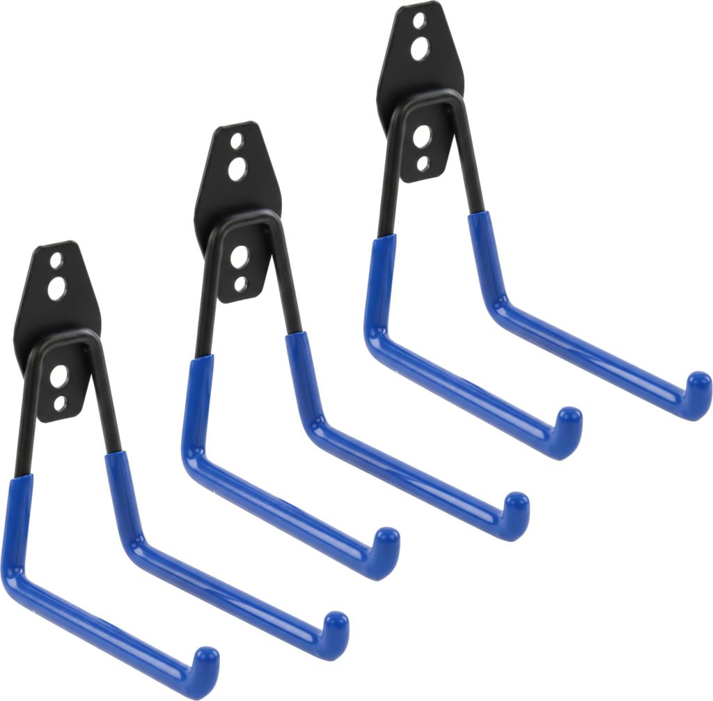Set 3 Stck. Wandhaken von BOTLE, Werkzeughaken, für Elektrowerkzeuge, "Geradeförmig" 13cm, stabil mit PVC-Ummantelung, für Garage, Werkstatt, Sc...