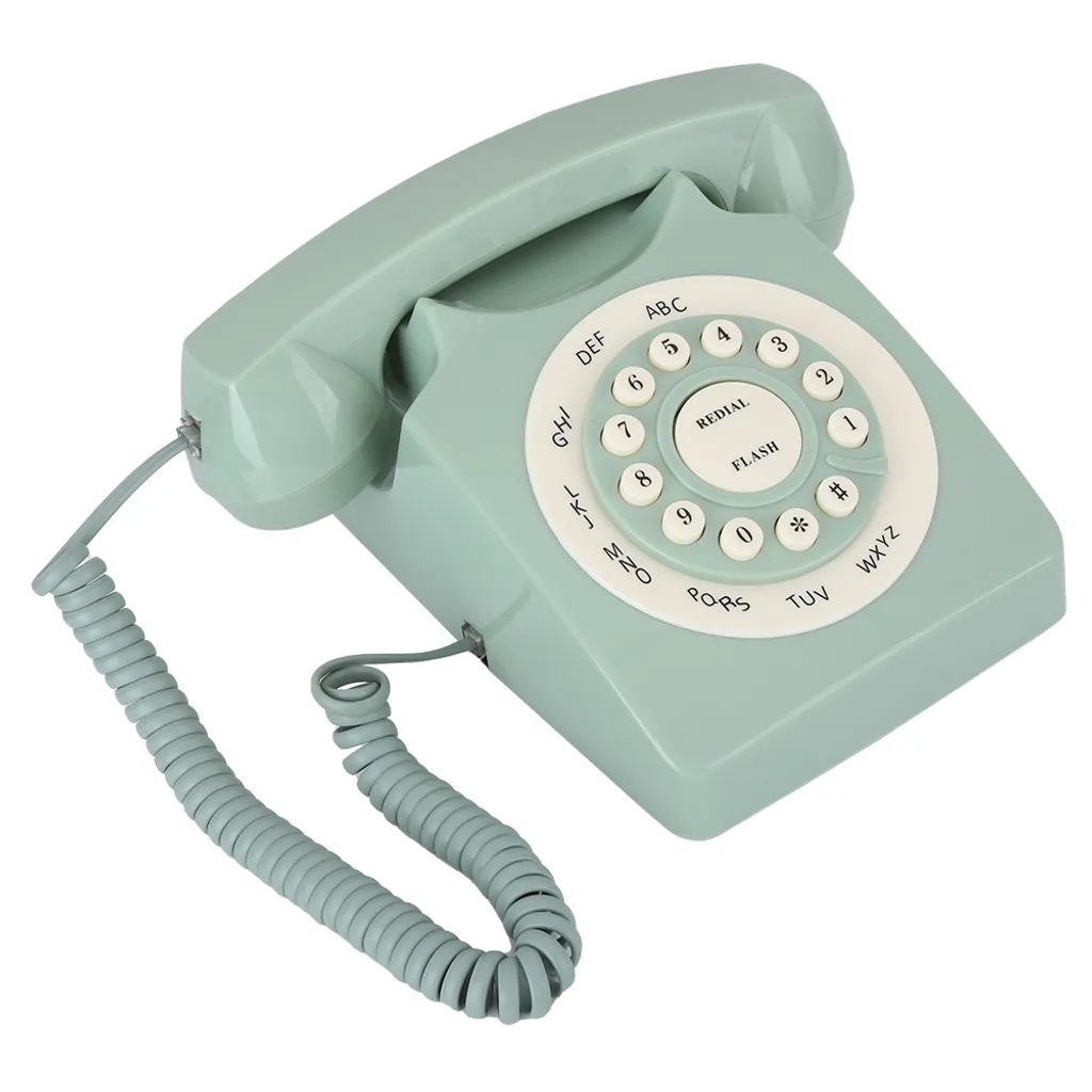 Téléphone fixe déco rétro vert idéal pour salon ou bureau de style - 2