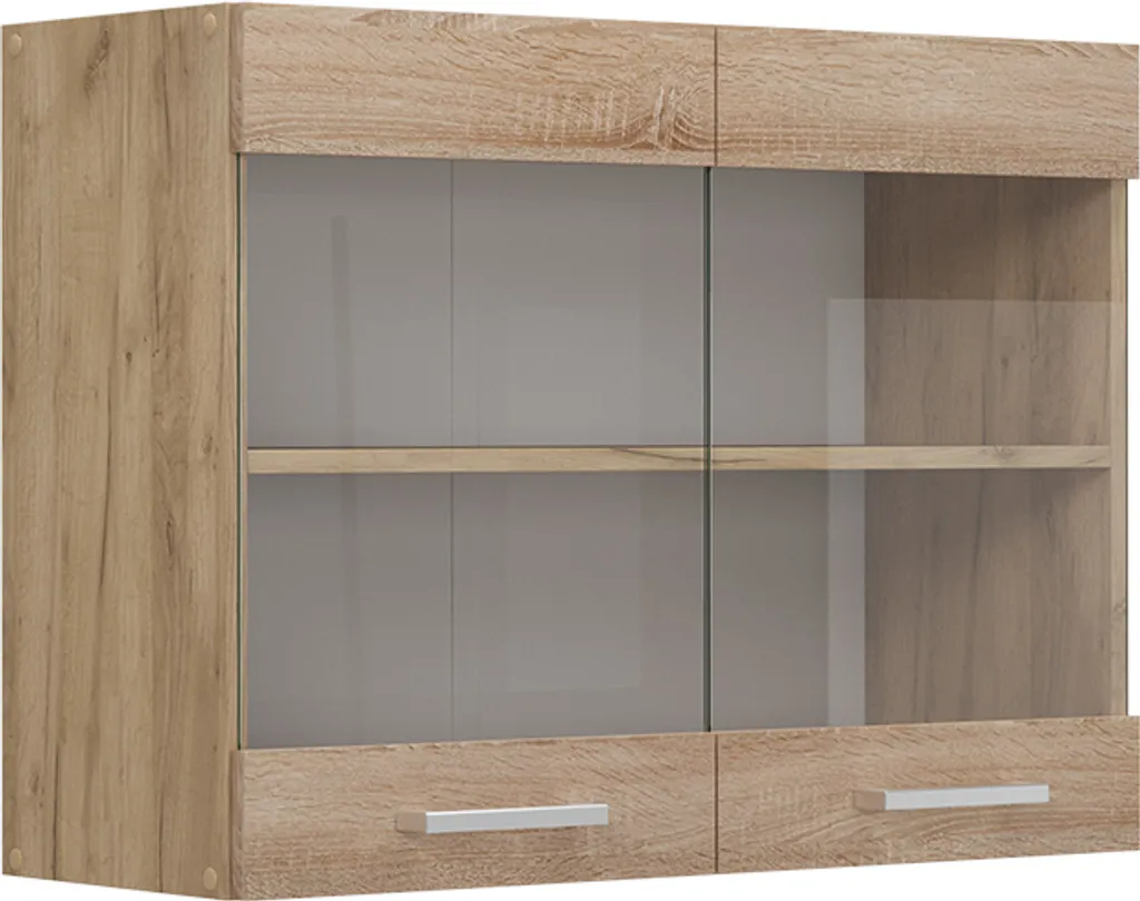 Meuble haut de cuisine vitré Vicco R-Line 80cm chêne Sonoma bois