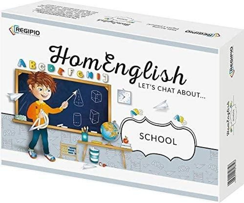 Learn English Lernspiel Set " HomEnglish Let's Chat about school" Spielend Neues Lernen | für Klassen u. Selbstlerner | (Kartenspiel - 104 Karten)
