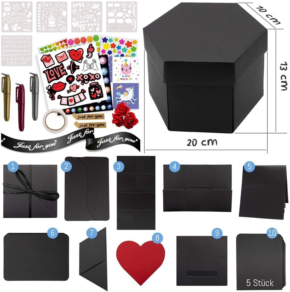 int!rend Explosionsbox Geschenk DIY Foto Box Set inkl 5 Themen Schablonen DE
