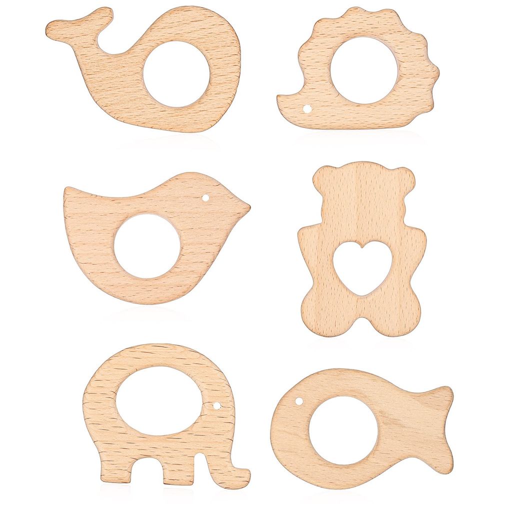 45 Stück Holz Tier form Baby Beißring Kinderkrankheiten Spielzeug DIY Handwerk 