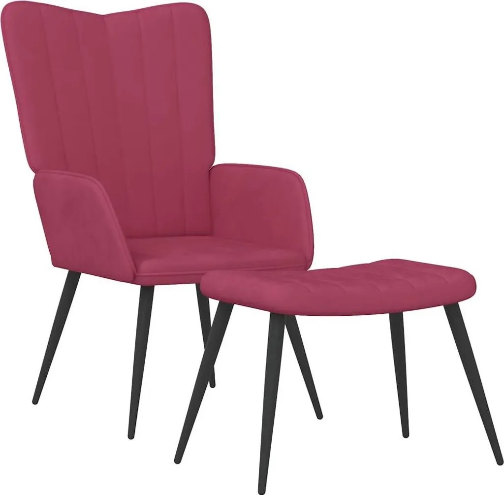 Poltrona Design velluto Rosso Vino vidaXL con Poggiapiedi Coordinato