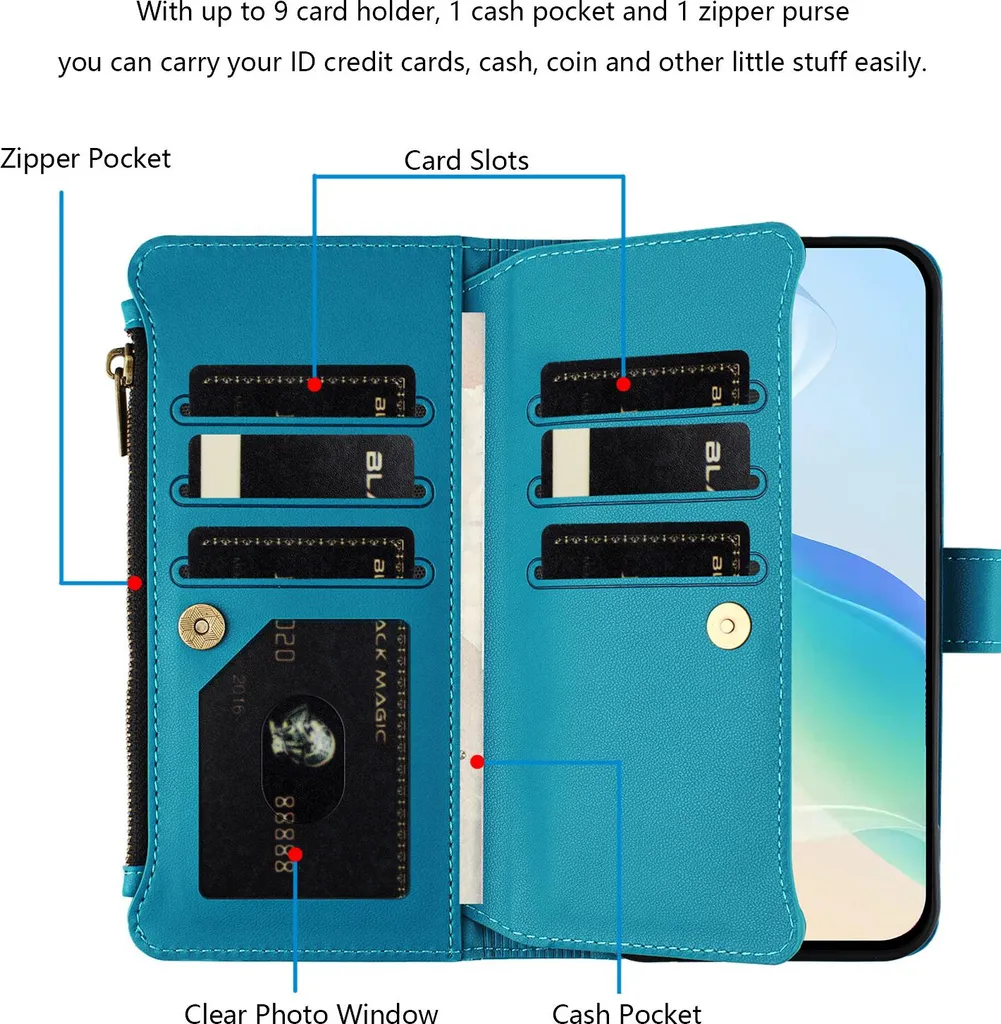 Custodia Business Fairphone 6 Blu Lago: Pelle Sintetica e Zip - 3