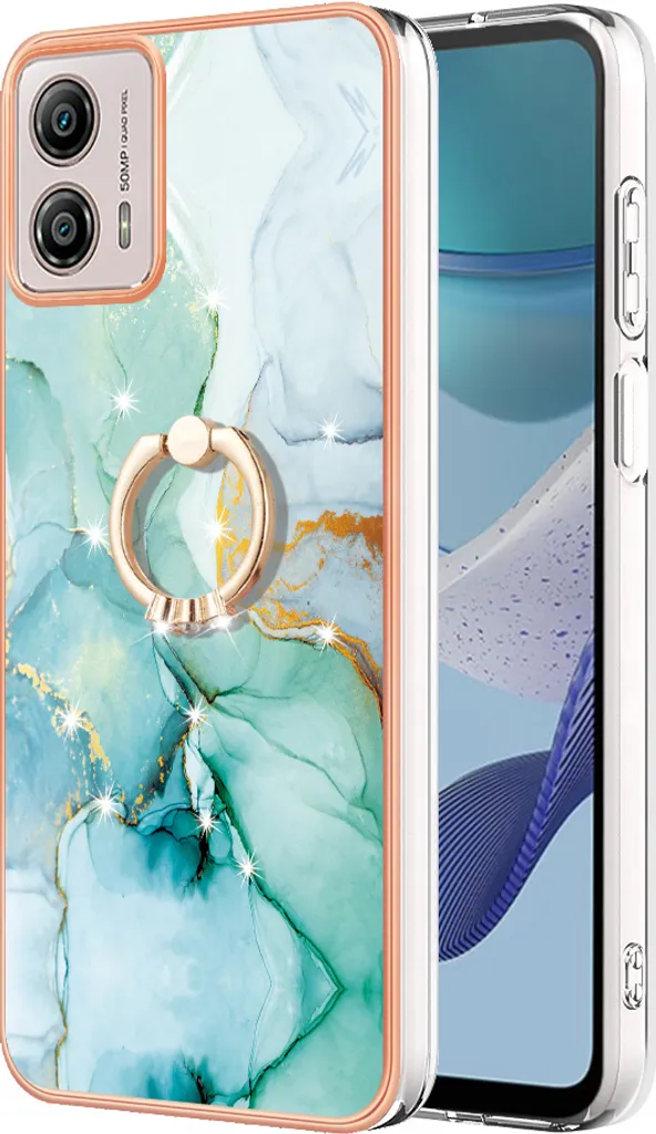 Custodia Marmo Motorola Moto G53: Protezione TPU con Supporto Anello