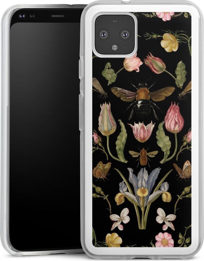 DeinDesign Handyhülle für Google Pixel 4 Silikon Hülle Case Smartphone Schutzhülle Biene Blumenkranz Blüte