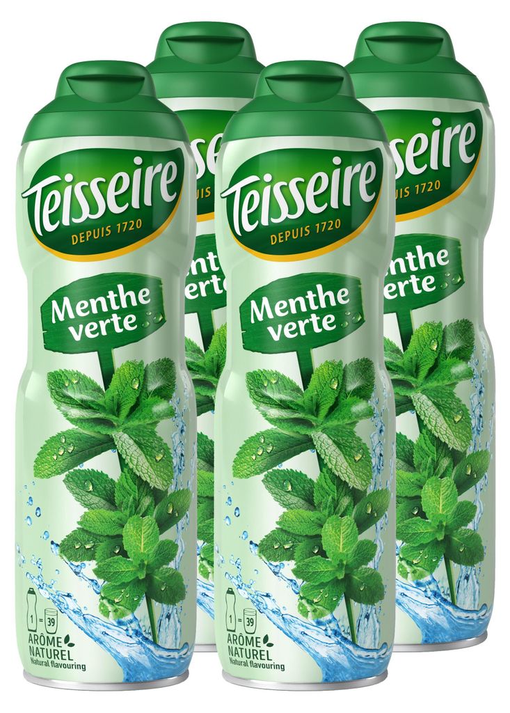 Teisseire Sirup Grüne Minze 600ml für Cocktails (4er Pack) Produktbild 