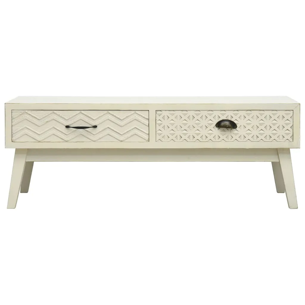 Table basse bois gris 110x50x40 cm avec tiroirs sculptés vidaXL