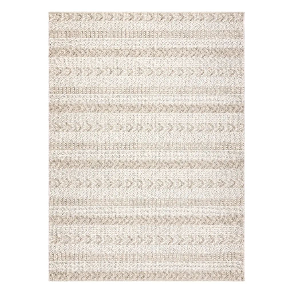 Tapis BOHO beige 80x150cm - Moquette structurée bouclée à chevrons - 2