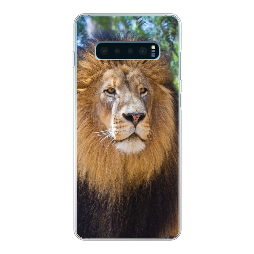 MuchoWow Handyhülle Schutzhülle Hülle für Samsung Galaxy S10 Plus Löwe - Natur - Tier Silikon Softcase Handy Hülle - Schutzhülle