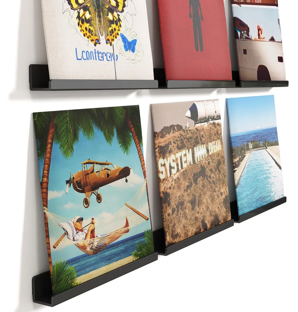 Lot de 6 Étagères Murales Disques 30,5 cm en Plastique Noir Design
