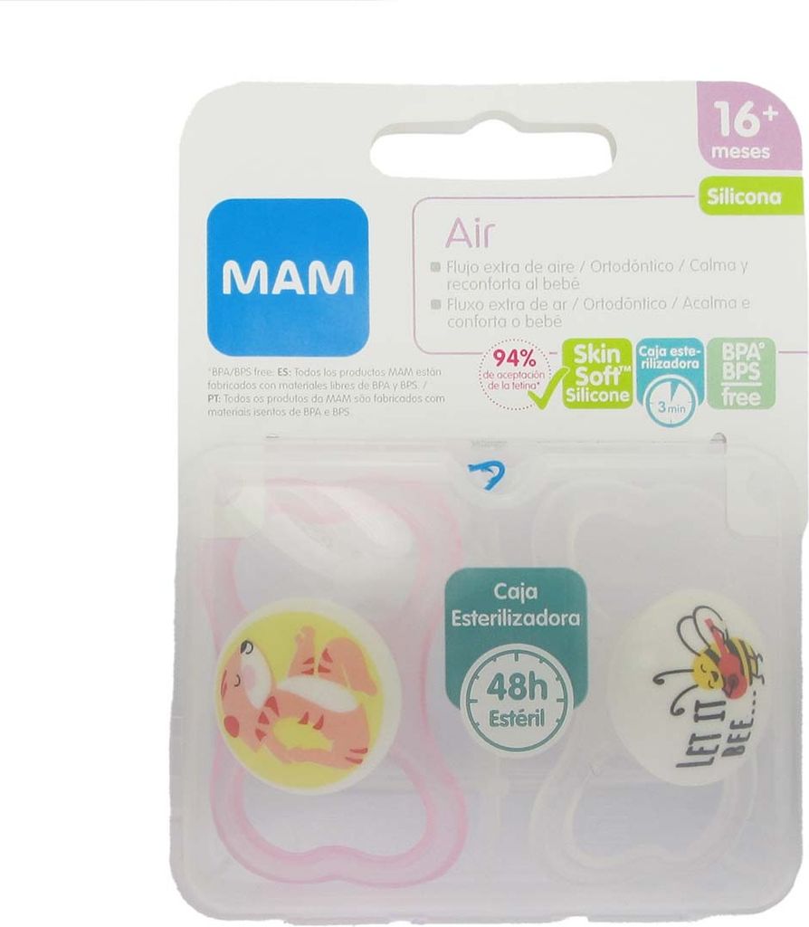 MAM-Schnuller Luftsilikon + 16m Rosa 2un