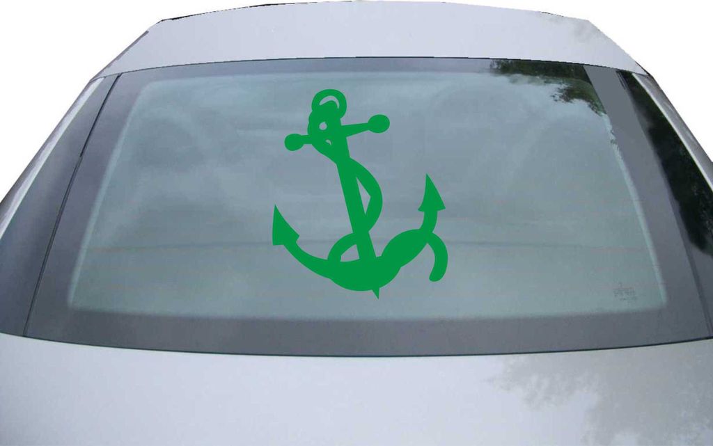 Indigos UG - Aufkleber Heckscheibe & Motorklappe DE2199 - grün - 600x500 mm - Anker - Auto Scheiben Fenster Heckklappe Tuning Racing JDM - Die cut
