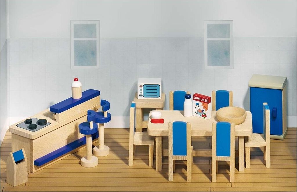 goki 51907 Puppenmöbel Küche, blau/natur (1 Set) Produktbild 