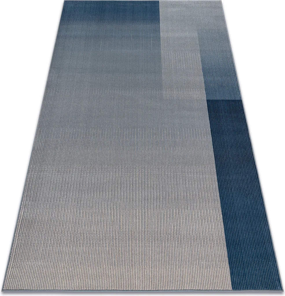 Tapis de Chambre en Laine Bleu Beige 80x150 cm NAIN Géométrique