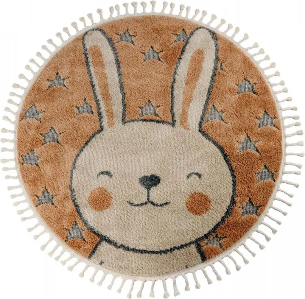 Grand tapis rond chambre enfant 133 cm My Fano 390 Rabb pour salle de jeu