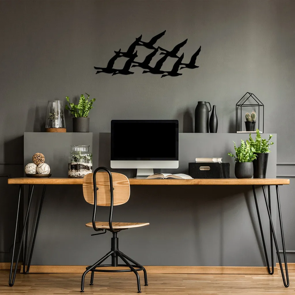Wallity Migrant SKL2428 Nero - Decorazione Parete Metallo 70x29 cm - 3