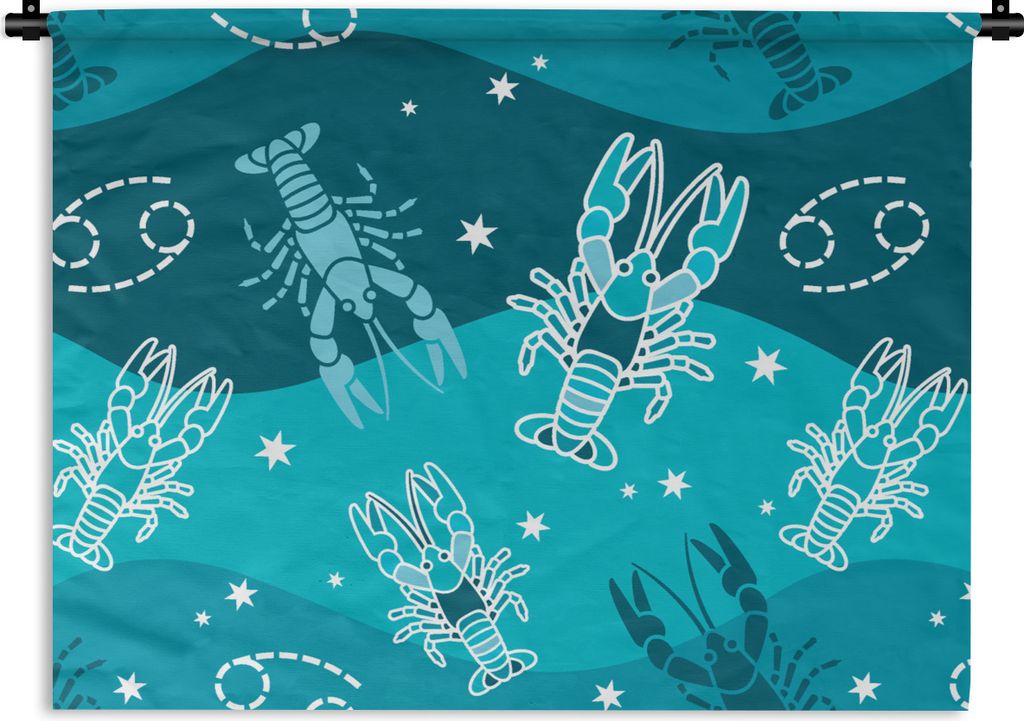 MuchoWow Wandteppich Wandbehang Tierkreiszeichen - Krebs - Design 60x45 cm Tapisserie Dekoration Wandtuch - Das Schlafzimmer