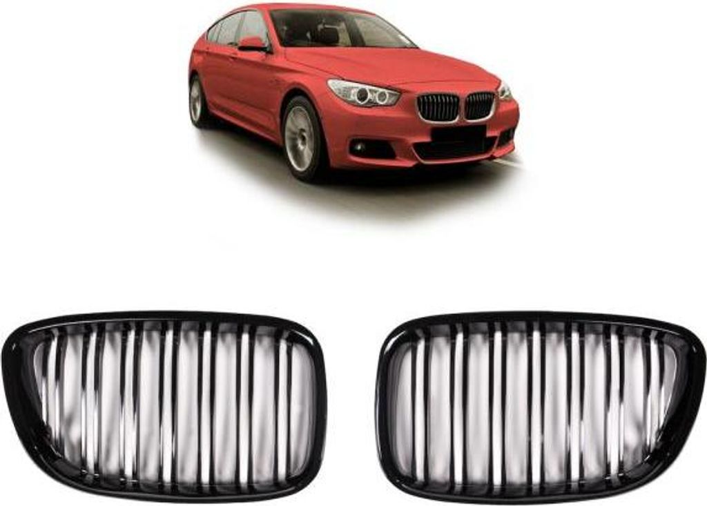 Doppelsteg Kühlergrill Schwarz GLANZ Performance passt passend für BMW 5er F07 GT 08-17