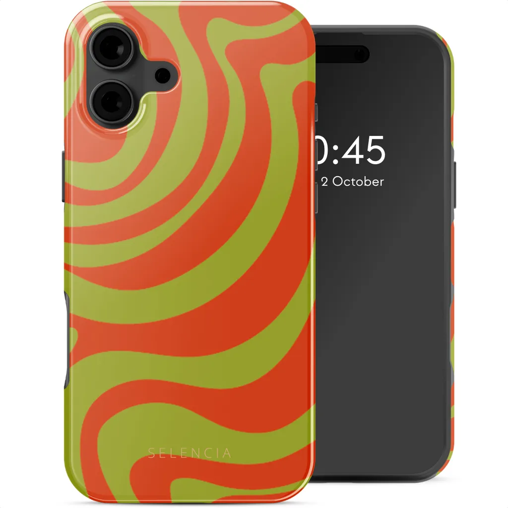 Protezione iPhone 16 Selencia Vivid MagSafe Wavy Swirl Orange