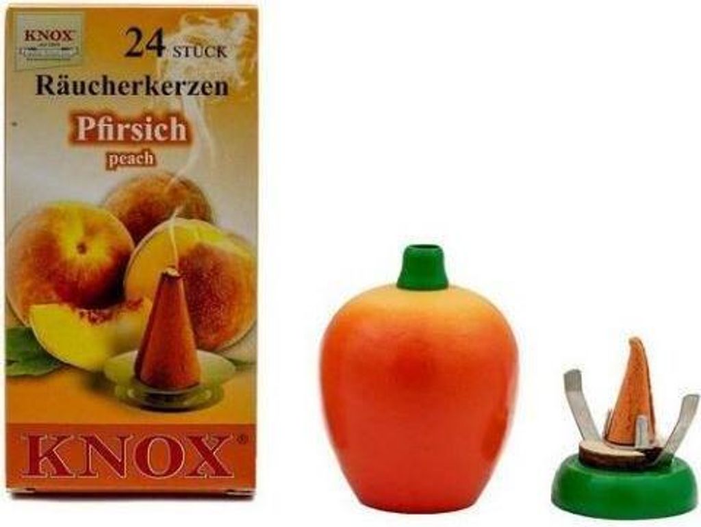 Räucher-Set mit Pfirsichduft, Räucherfigur & 24 Räucherkerzen