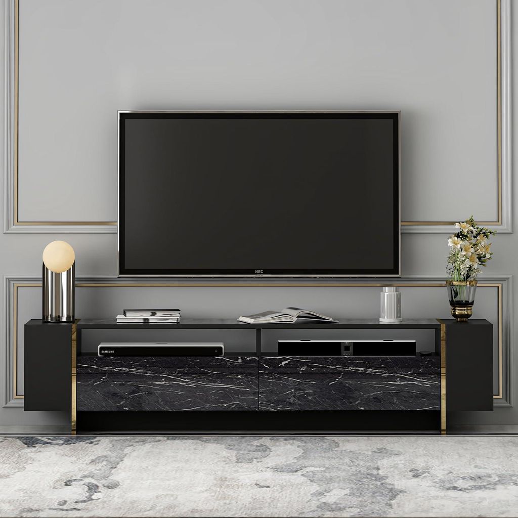 HOMIDEA Angel TV - Meuble TV bas avec 2 portes, design Image du produit 