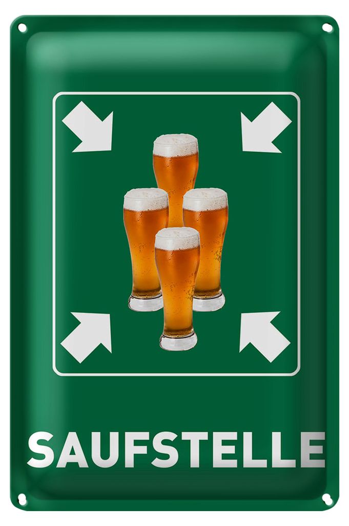 Blechschild 40x30cm Saufstelle Biergläser Bier