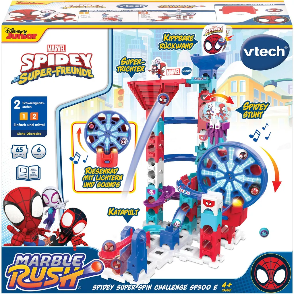VTech Marble Rush Spidey Super Spin Challenge SP300E Circuit à Billes - 3