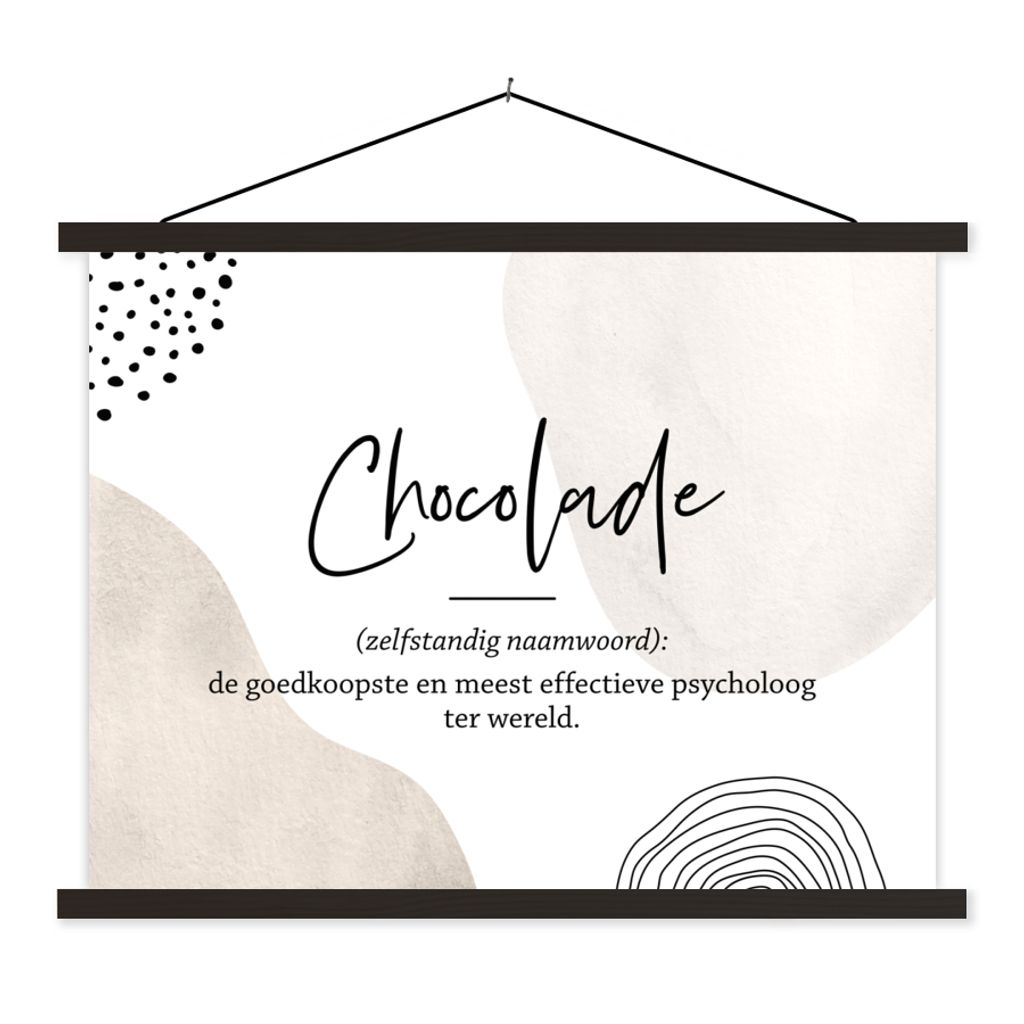 MuchoWow Textilposter Sprichwörter - Schokolade - Zitate - Wörterbuch - Definition Schokolade 60x45 cm mit schwarzem Rahmen - Poster Schlafzimmer