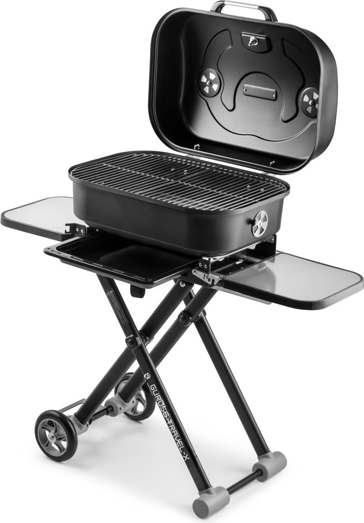 Guruss Travel-X Holzkohlegrill, BBQ Barbecue Stahl Grill Set, Grillwagen