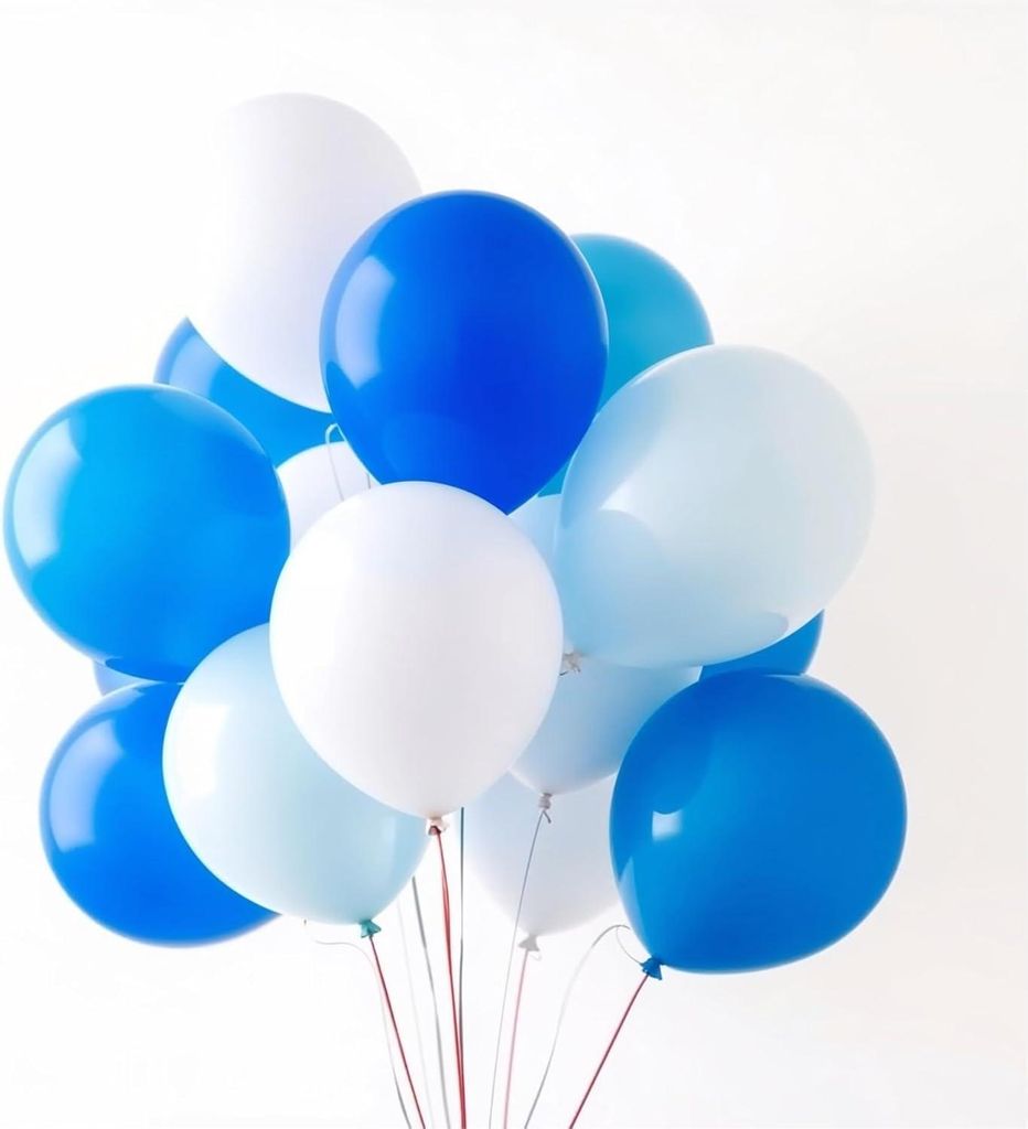 50x balony Ø 35 cm mix biało-niebieskie jako dekoracja na Zdjęcie produktu 