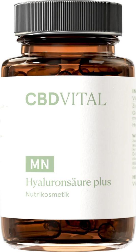 Hyaluronsäure plus | 90 mg | Mit Vitamin C, Zink & Granatapfelkernmehl | 60 Kapseln
