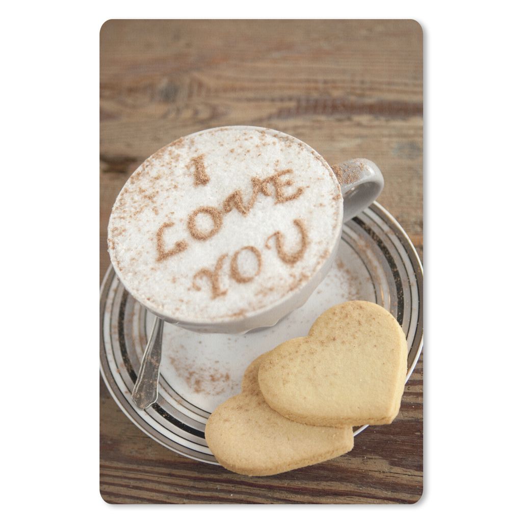 MuchoWow Mauspad Mousepad Cappuccino mit der Aufschrift I Love You 40x60 cm - Mousepads - Maus Mat - Pad - Mausunterlage - Schreibtisch Accesoire