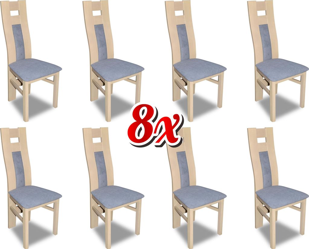 Garnitur Komplett 8x Designer Stuhl Set Esszimmer Lehn Polster Sitz Stühle Stoff