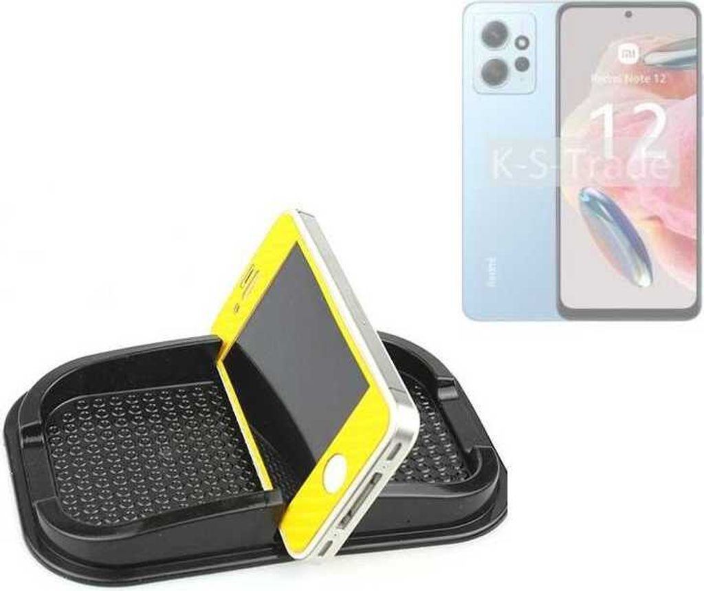 K-S-Trade Auto Anti Rutsch Matte Smartphone-Halter kompatibel mit Xiaomi Redmi Note 12 Global Haft Pad Armaturenbrett Handy-Halterung Silikon