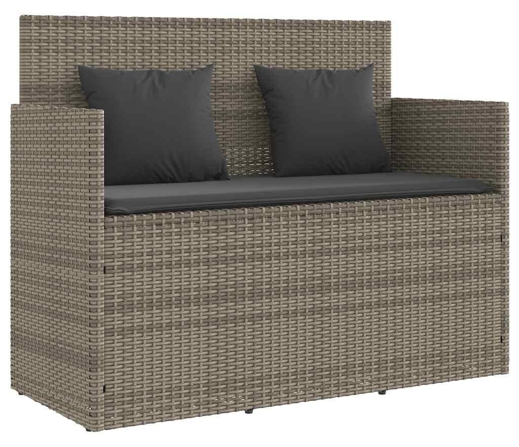 vidaXL Panca da giardino con cuscini in polirattan grigio Immagine del prodotto 