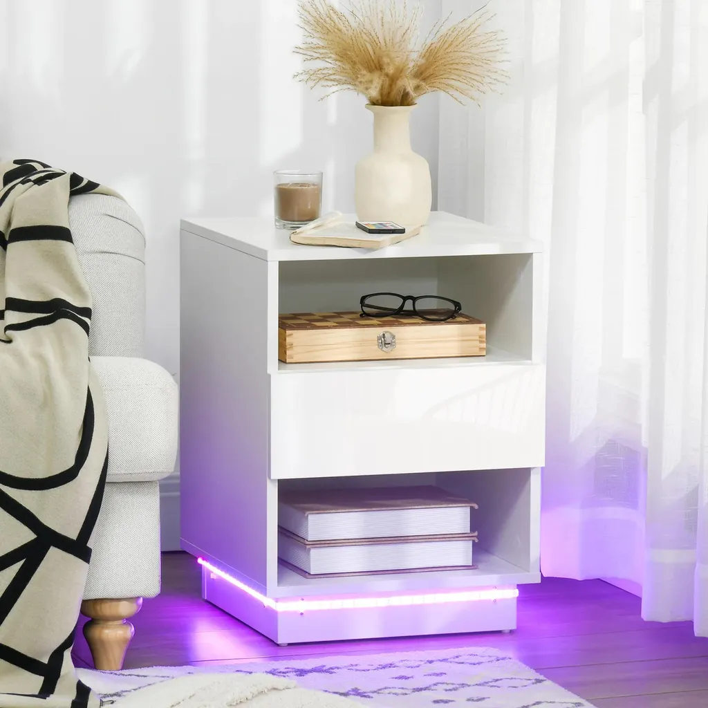 Petite table de nuit LED télécommandée style marocain blanc épuré - 2