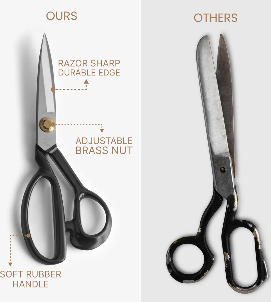 Ciseaux de Tailleur Professionnels Textiles avec Coupe-fil de Précision