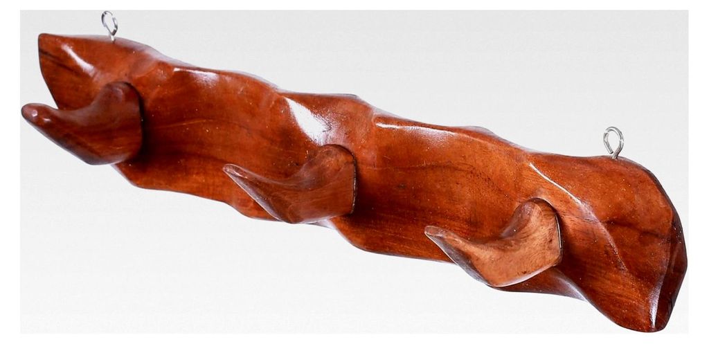 Kleine Garderobe LUZY 30 cm mit 3 Haken aus Teakholz