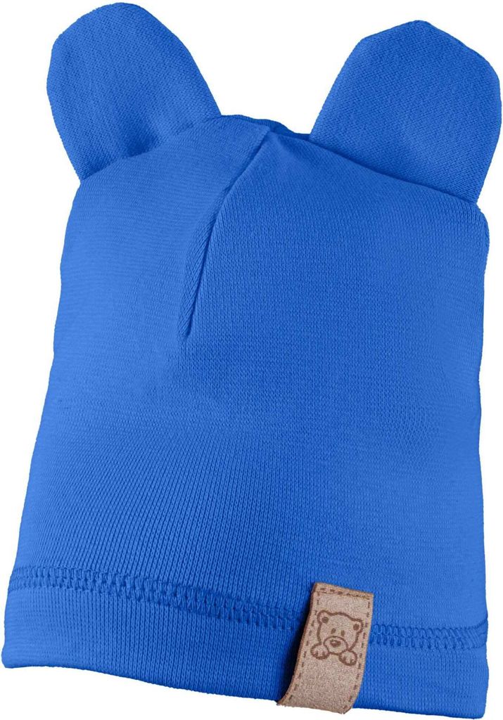 Kinder Beanie Strickmütze Mit Breiter Krempe Feinstrick Mütze Doppelt Gestrickt 44-46 Kornblume