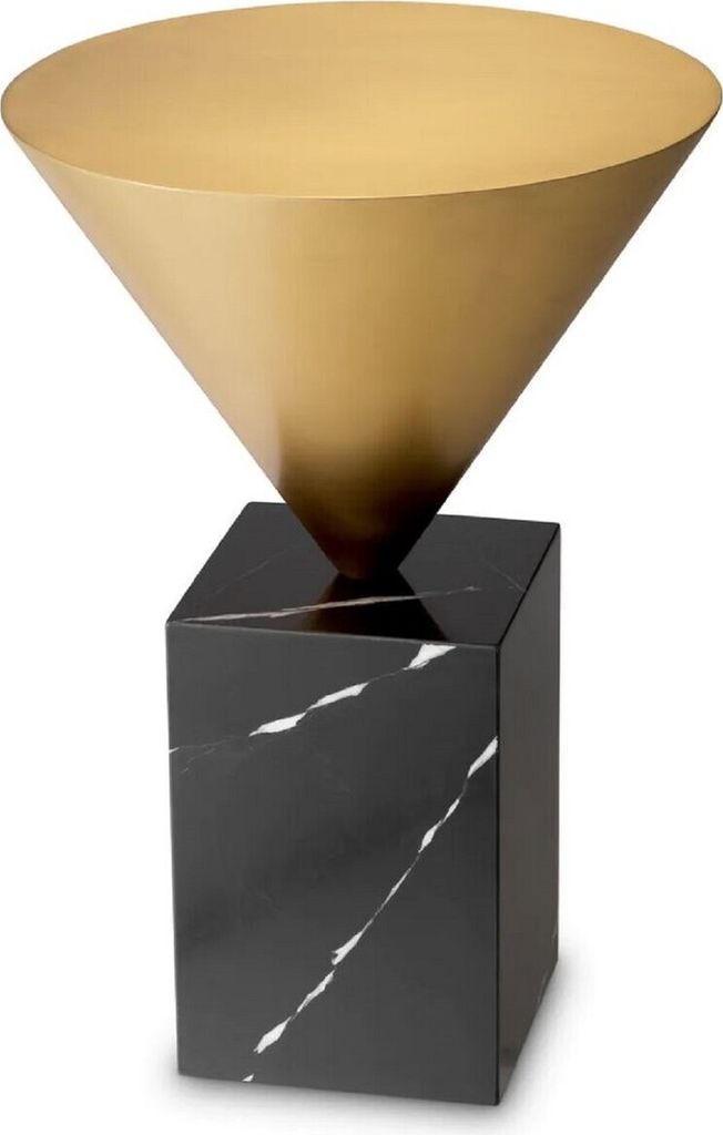 Casa Padrino Luxus Beistelltisch Messing / Schwarz Ø 42 x H. 61 cm