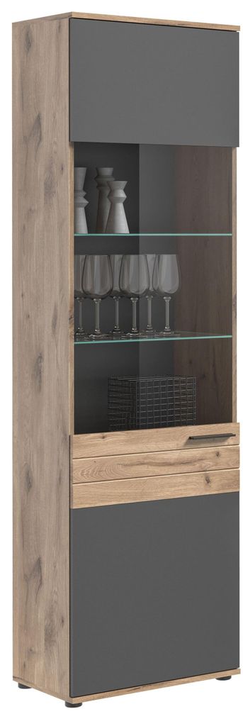 Vitrine Mason | Nox Oak / Basalt Grau ohne Beleuchtung Produktbild 