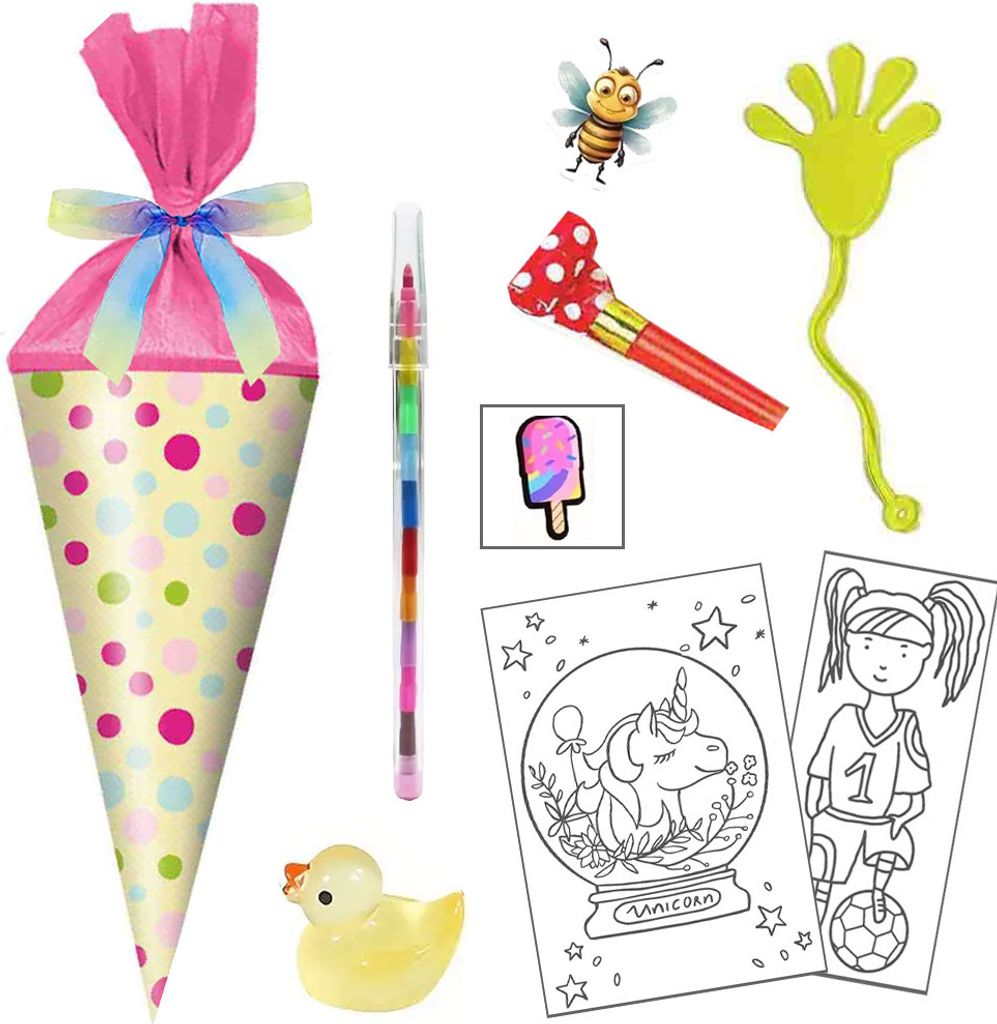 Herlitz Schultüte Mini Punkte gelb 15 cm gefüllt