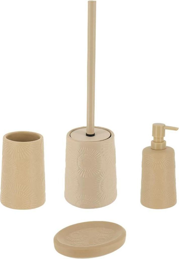 TENDANCE | Badgarnitur - Bad-Set - 4er Set - Beige - Badezimmer-Set - Modern